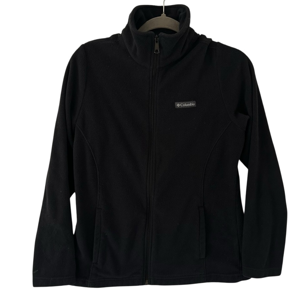 Black Classic Design Columbia Jacket Coat Zip Up Fleece Women’s Size Medium!